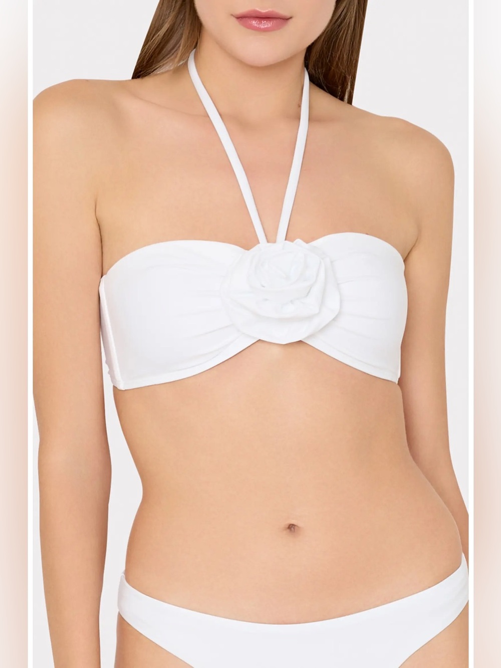 $150 Milly Women's White Applique Halter Bikini Top Size: Medium